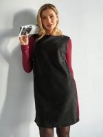 Платье сарафан офисное замшевое А силуэт с лампасами