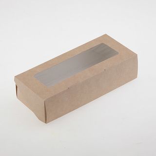 Коробка ЭКО-крафт длинная с окошком 16,5х7х4 см