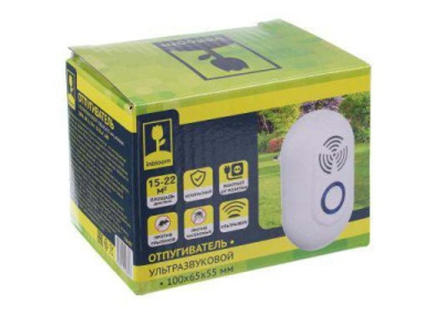 Отпугиватель грызунов и насекомых ультразвуковой, ночник, охват до 22м2 100*65*55мм