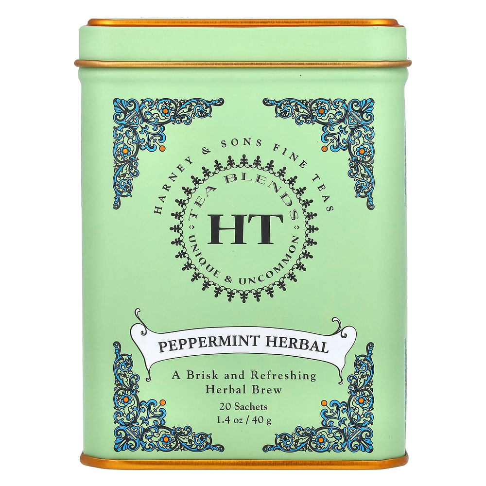 Harney & Sons, HT Tea Blends, травяная перечная мята, без кофеина, 20 пакетиков, 40 г (1,4 унции)