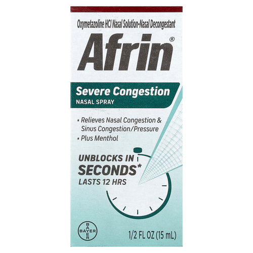 Afrin, Спрей для носа при сильной заложенности, 15 мл (1,2 жидк. унц.)