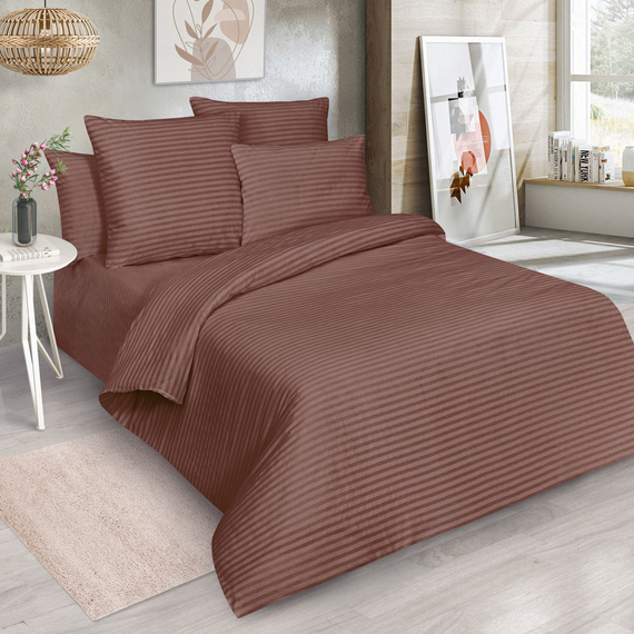 Ткань страйп-поплин 220см/115гр - цв. Коричневый