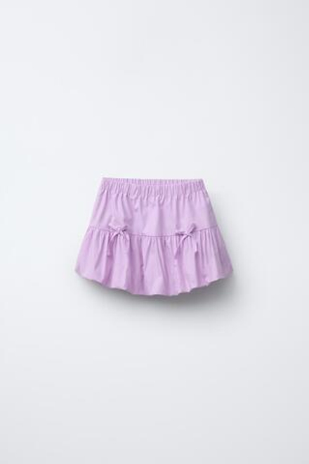 ZARA ЮБКА С БАНТИКАМИ, СИРЕНЕВЫЙ
