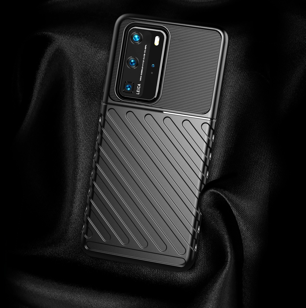 Мягкий защитный чехол на Huawei P40 Pro, черный цвет, серии Onyx от Caseport