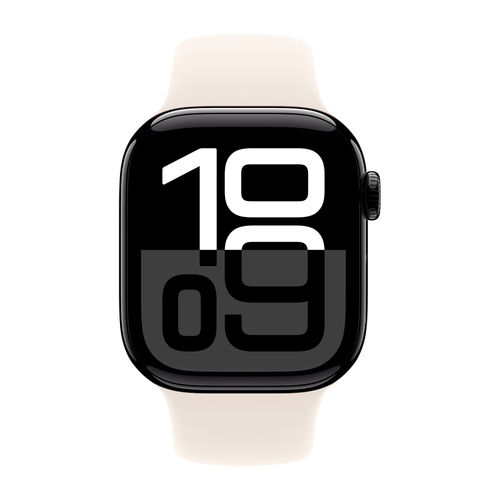 Умные часы Apple Watch Series 10 GPS, 42mm, Jet Black Aluminium Case with Sport Band M/L, Light Blush (Черный)