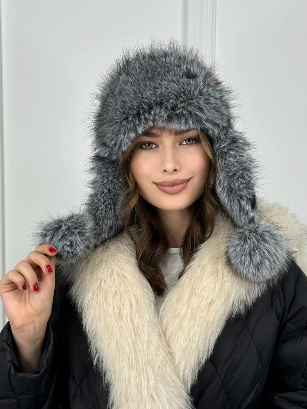 шапка ушанка зимняя меховая с флисом теплая стильная