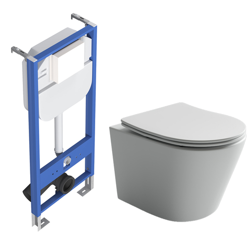 Комплект подвесной безободковый унитаз Ceramica Nova Balearica CN6000MW Белый матовый с сиденьем Микролифт + инсталляция Creto Standart 1.0