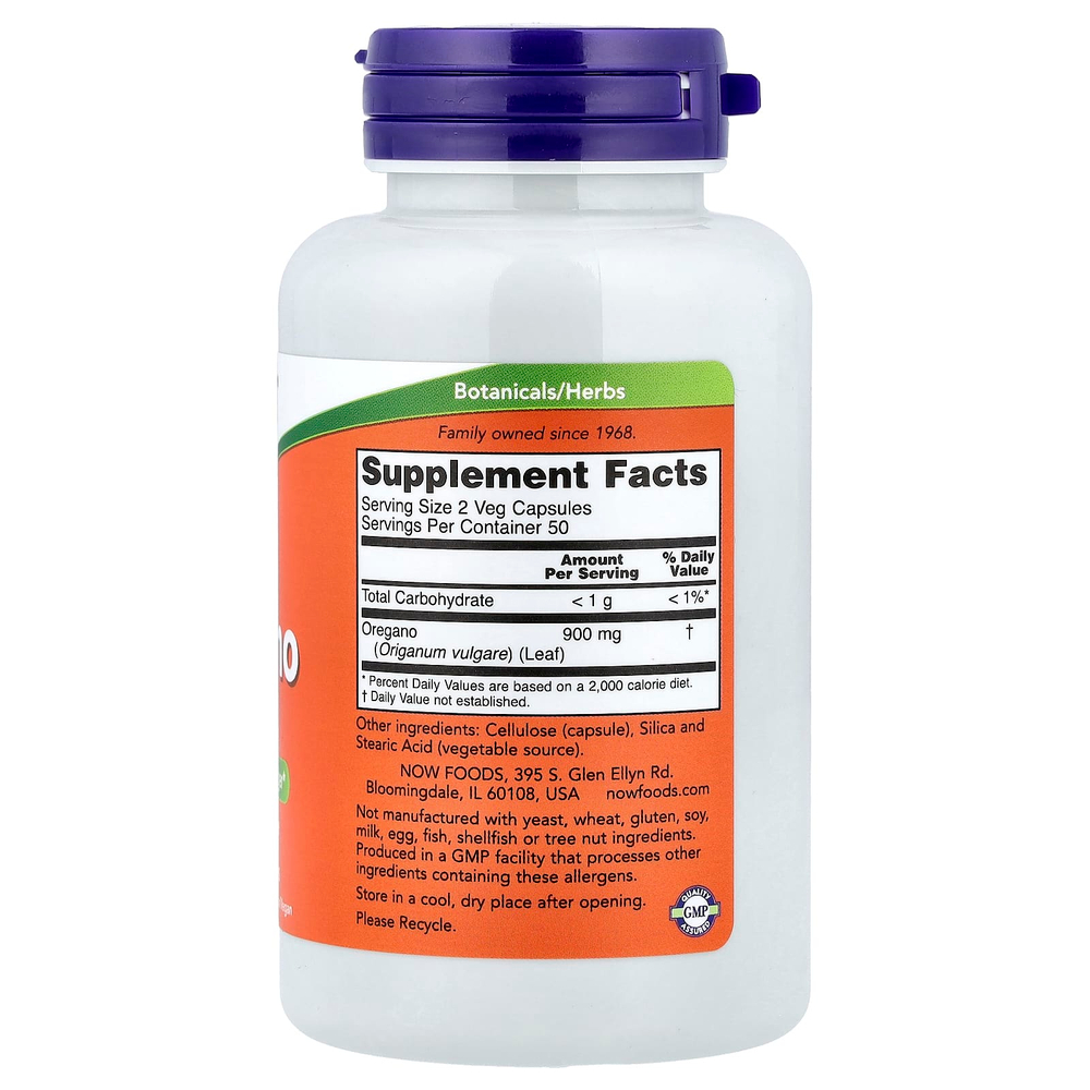 NOW Foods, орегано, 450 мг, 100 растительных капсул