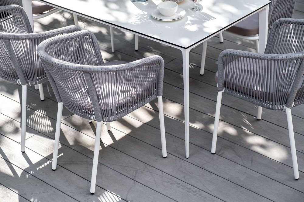 "Малага" обеденный стол из HPL 140х80см, цвет молочный, каркас белый