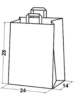 Крафт пакеты с плоскими ручками 28х24х14см 70гр/м коричневые (1/300шт)