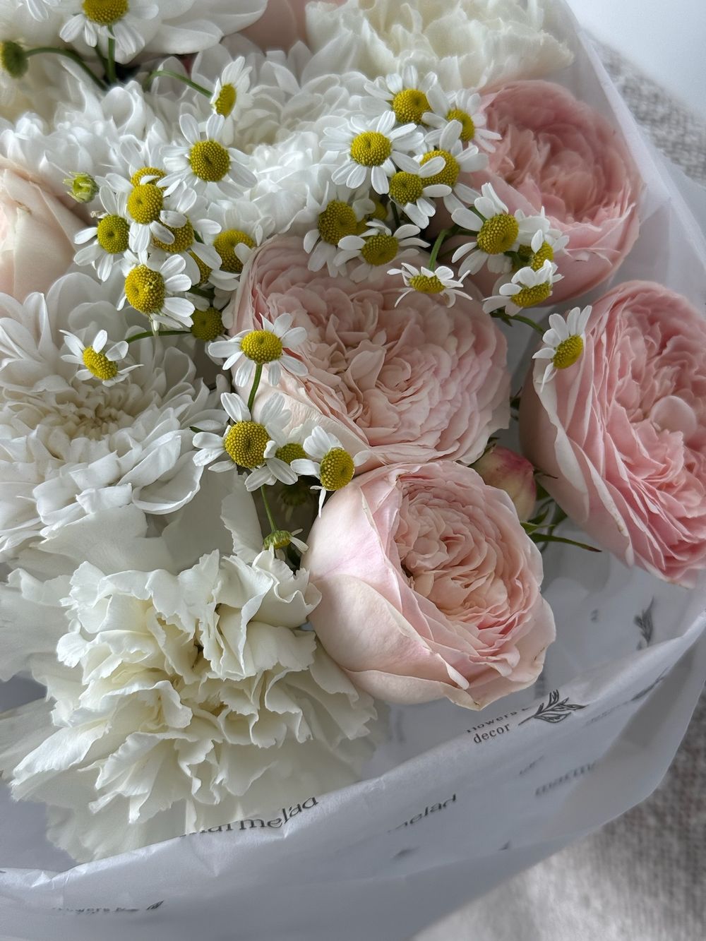 Букет сборный в нежно розовых оттенках размер S