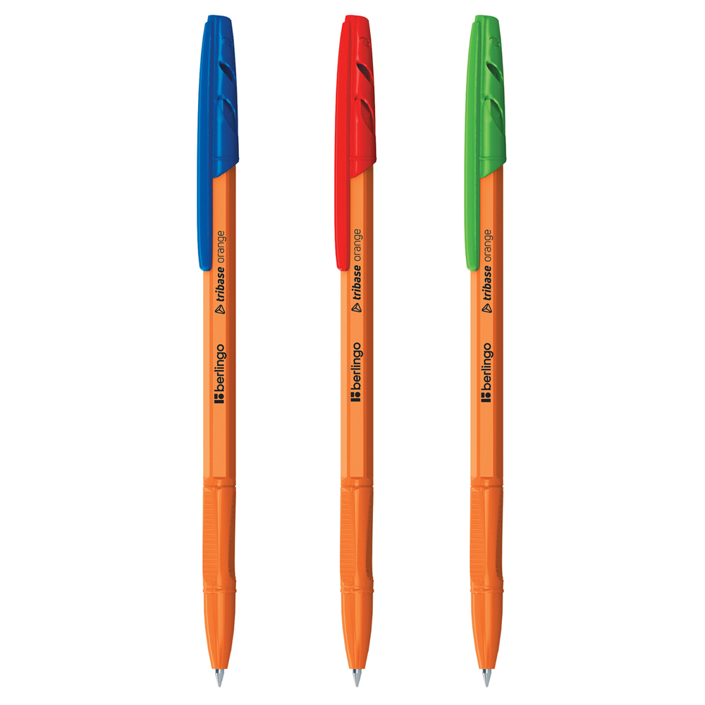 Набор шариковых ручек Berlingo "Tribase orange" 3шт., 3цв., 0,7мм, европодвес