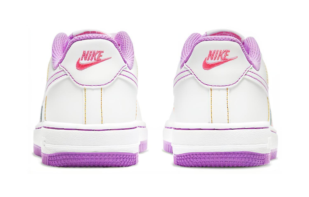 Middle-aged children's Nike Air Force 1 stitching retro casual shock absorption non-slip wear-resistant low-cut children's sneakers white purple