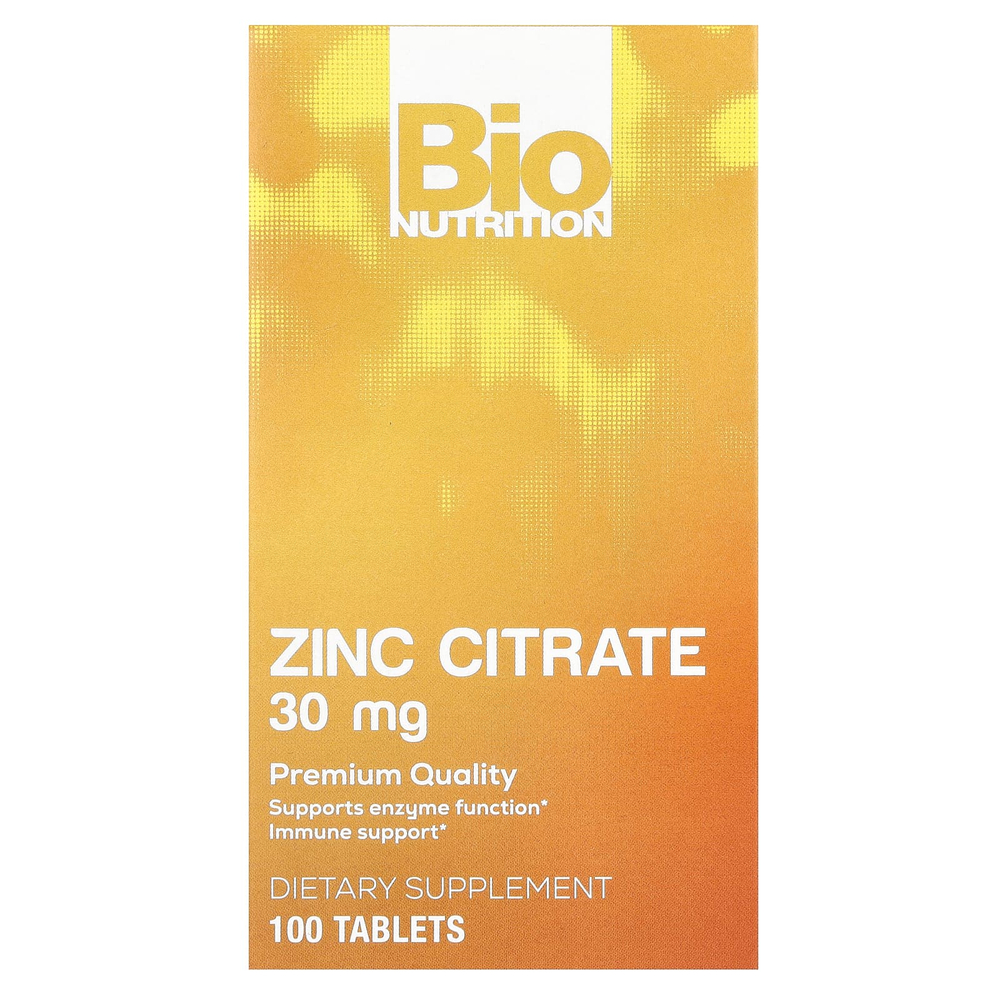 Bio Nutrition, цитрат цинка, 30 мг, 100 таблеток