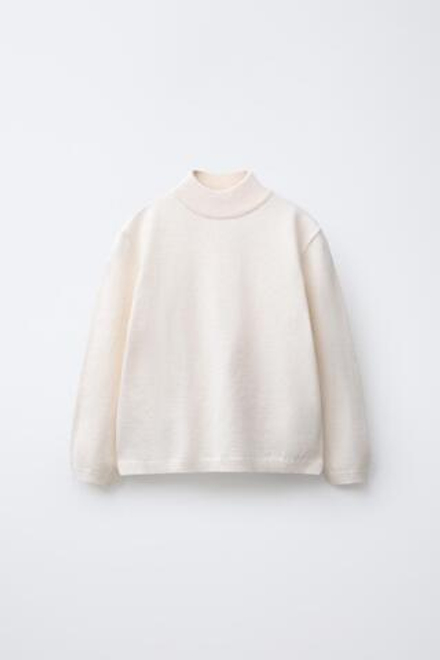 ZARA ТРИКОТАЖНЫЙ ДЖЕМПЕР С ВОРОТНИКОМ-СТОЙКОЙ, ЭКРЮ