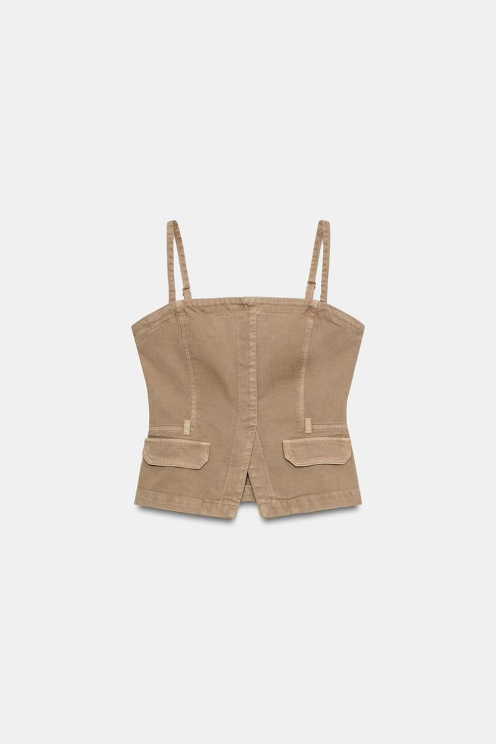 ZARA УКОРОЧЕННЫЙ ДЖИНСОВЫЙ ТОП Z1975, СВЕТЛЫЙ ЖЕЛТО-КОРИЧНЕВЫЙ