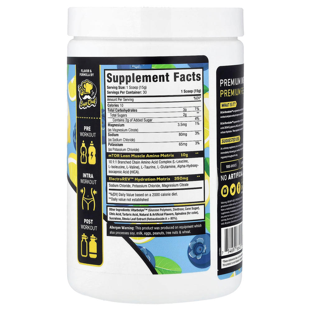 MuscleSport, BCAA Revolution™, лимонад с голубикой, 450 г (15,9 унции)