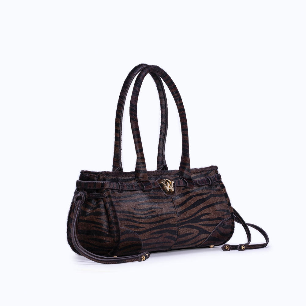 MANC КОЖАНАЯ СУМКА "BABY JANE", ЗЕБРОВЫЙ ПРИНТ