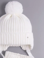 Шапка осенняя детская на завязках и снуд