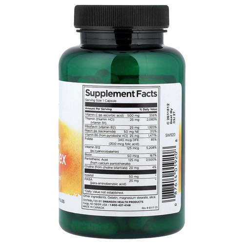 Swanson, Super Stress, комплекс витаминов группы B с витамином C, 100 капсул