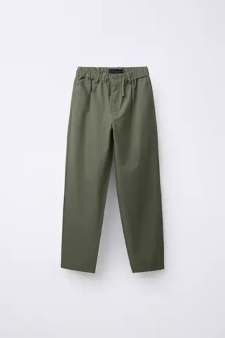 ZARA СВОБОДНЫЕ БРЮКИ С ЗАЩИПАМИ, СВЕТЛЫЙ ХАКИ
