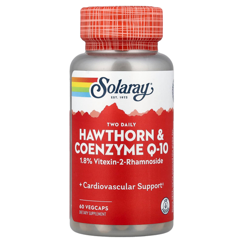 Solaray, Two Daily, боярышник и коэнзим Q10, 60 растительных капсул
