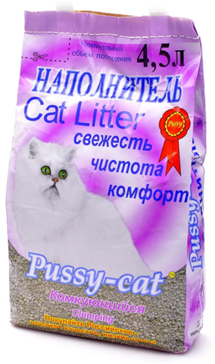 Наполнитель Pussy-Cat 4.5л Cat Litter Комкующийся для кошек