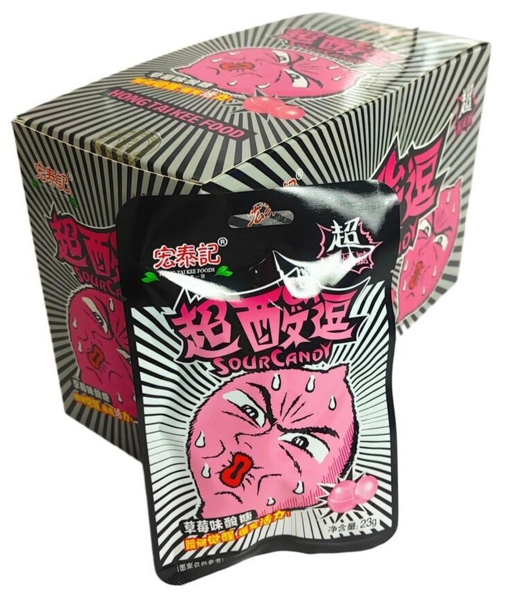 Карамель Hong Tai Kee Foods с кислым вкусом КЛУБНИКИ 23гр 20шт