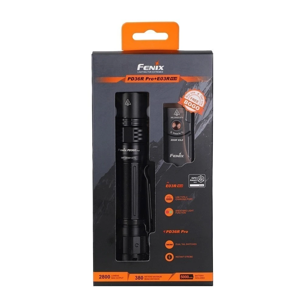 Фонарь Fenix тактический PD36R Pro + E03R V2.0 серый