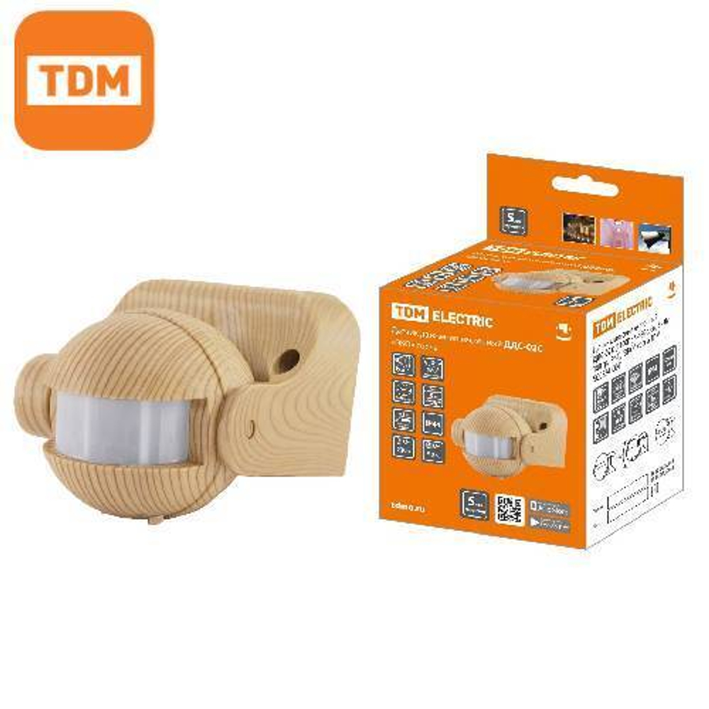 Датчик движения ДДС-02С настенный 180гр. 1100 Вт (сосна) TDM SQ0324-0041