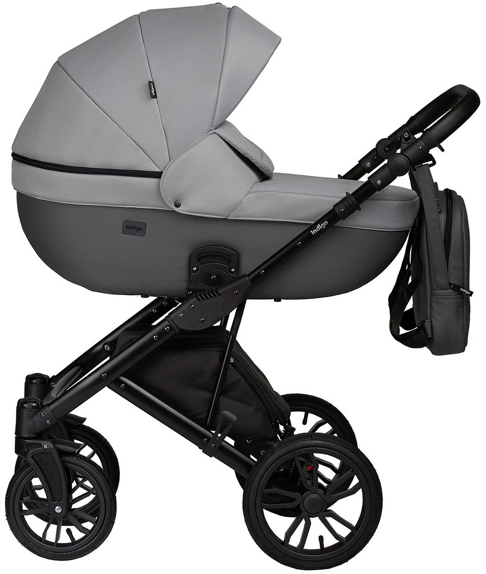 Детская коляска Indigo Mio S 3 в 1 с автокреслом Avionaut Cosmo Beige 04 т.серая кожа+св.серый