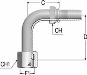 Фитинг DN 10 JIC (Г) 9/16 (90) Long