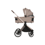 Детская универсальная коляска Adamex Spark SE 2в1 - Latte Champagne (Бежевая ткань, шампань рама)