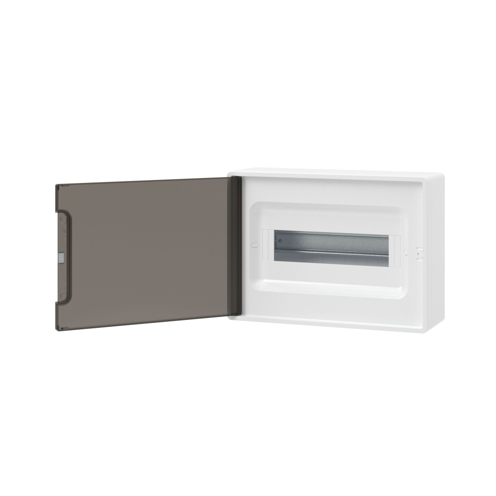 Щиток 12 мод настенный FRAME, белый, с тонированной дверцей, с 2 шин.PEN на 8+6 отв.