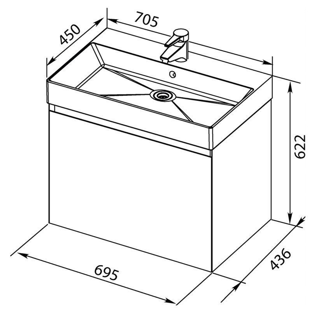 Тумба с раковиной Aquanet Йорк 70 белый
