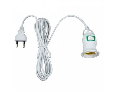 Uniel патрон подвесной E27 с выключатель и штепсельной вилкой 200см IP20, белый DLC-P-T50B/E27 2M WHITE