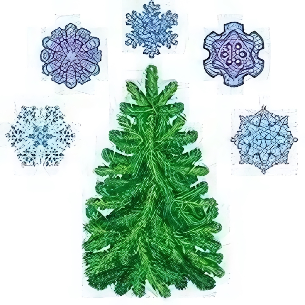 Наклейки на окна А3 сереб. металлизация, многоразовые "Елочка со снежинками" (Сфера)