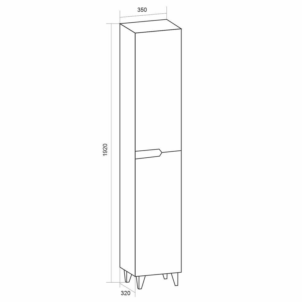 Пенал "ОРИОН-35" универсальный 2 створки белый/графит (350*1920*320) (ПВХ)