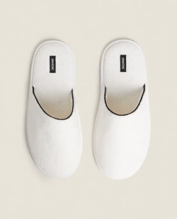 ZARA HOME ТАПОЧКИ ИЗ МАХРОВОЙ ТКАНИ, БЕЛЫЙ