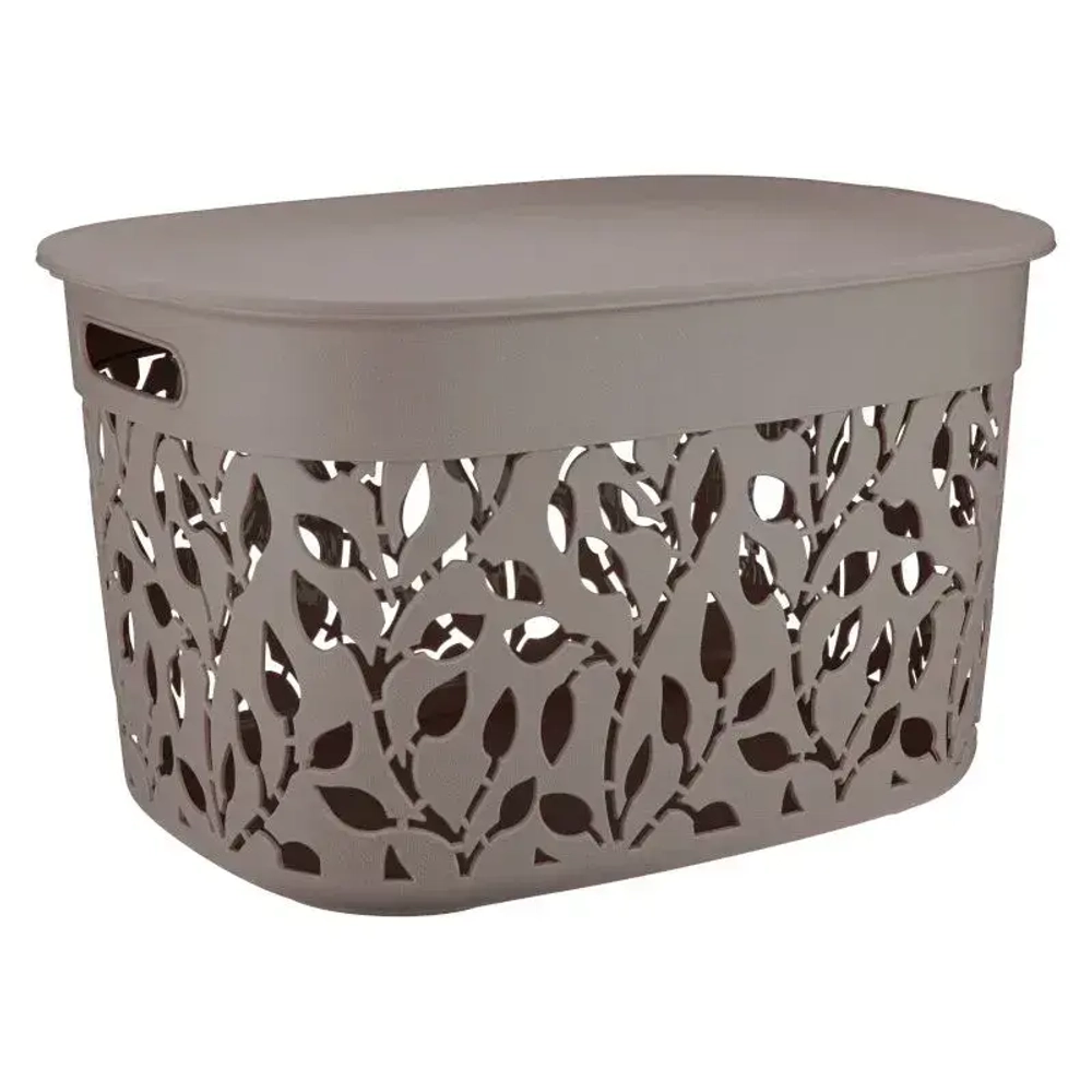 Коробка ФЛОРА 25л с крышкой французcкий серый (комплект 5 шт)