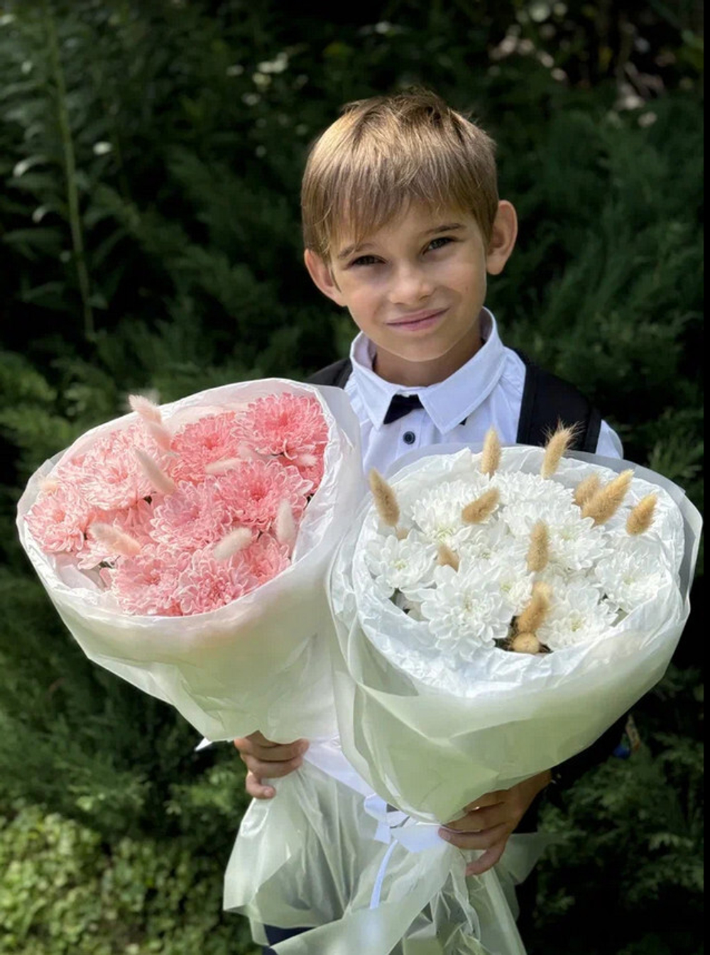 Букет цветов День знаний  №8 белый