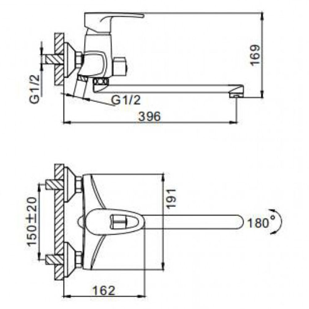 Смеситель для ванны, Frap, с картриджем, хром, F2265