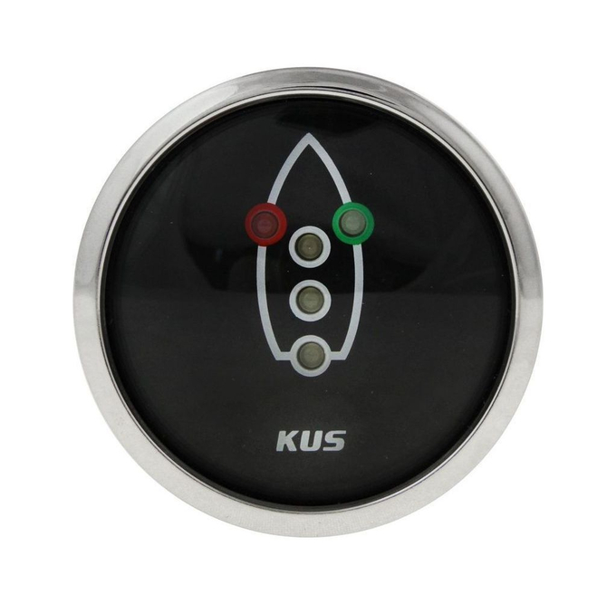 Индикатор включения ходовых огней, черный циферблат, нержавеющий ободок, д. 52 мм