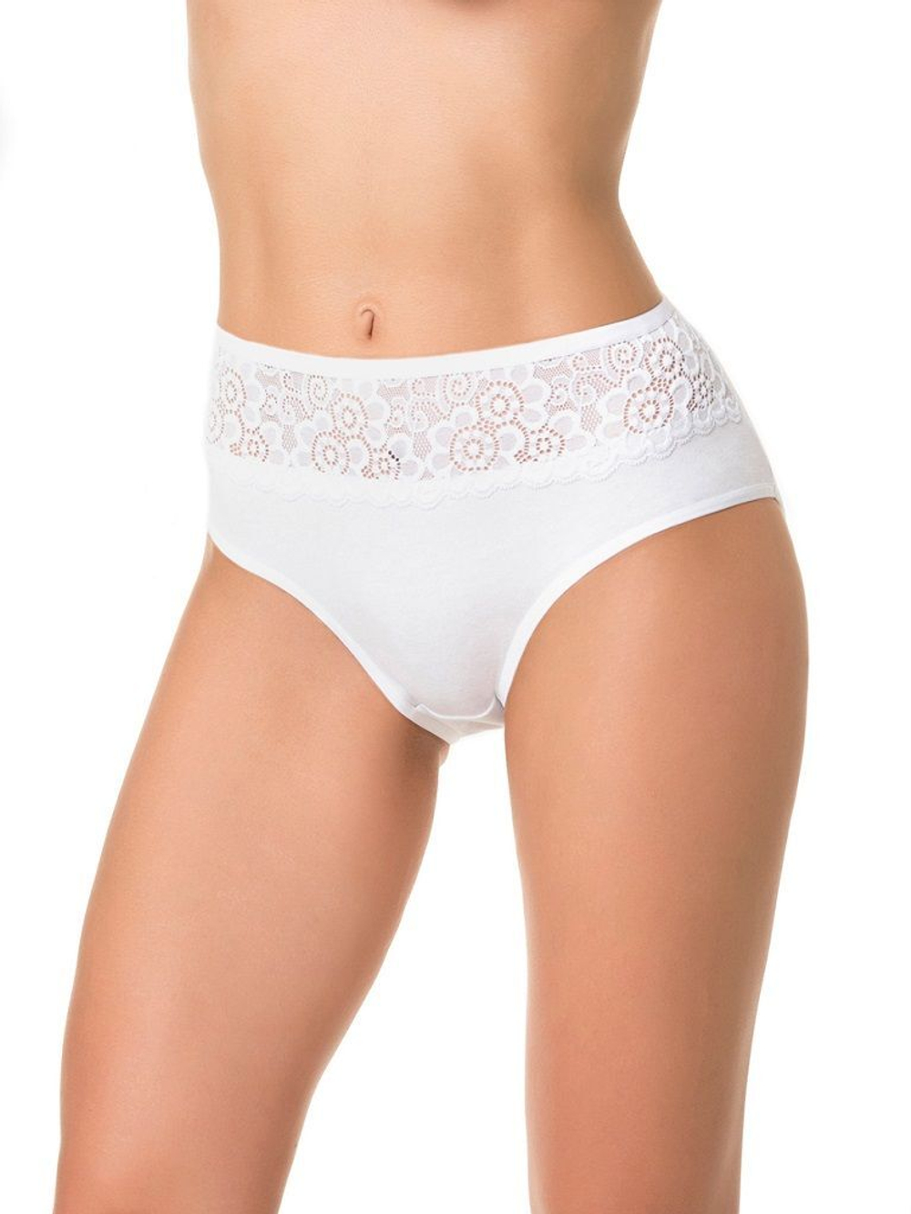 Трусики-слипы с высокой посадкой и кружевом (Размер: XXL) (Цвет: синий)