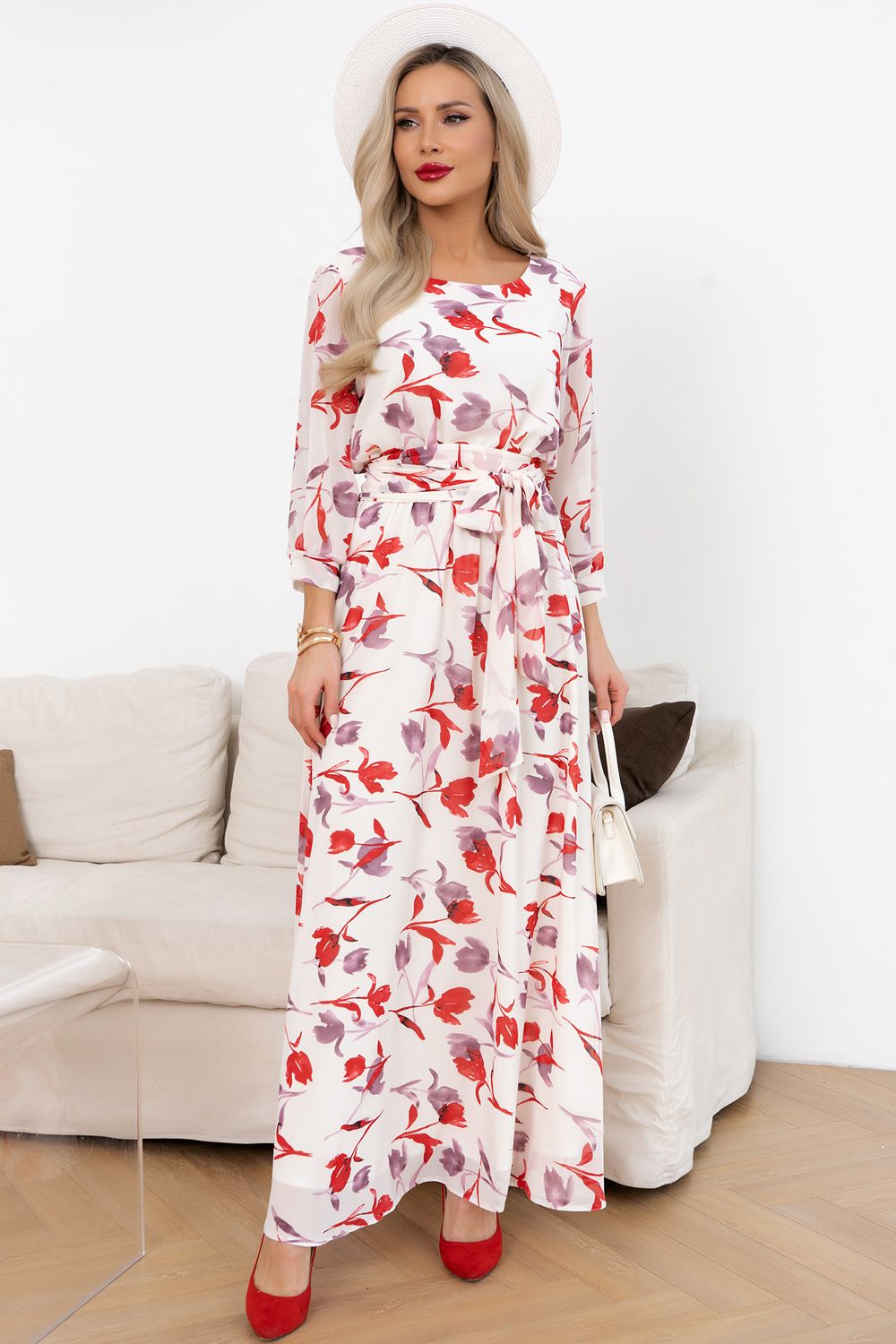 Платье Марго (айвори/тюльпаны) Р11-1245/3 Nikol