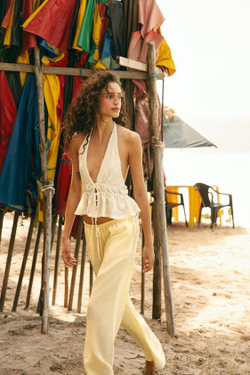 ZARA БРЮКИ ИЗ СТРУЯЩЕЙСЯ ТКАНИ, ЖЕЛТЫЙ