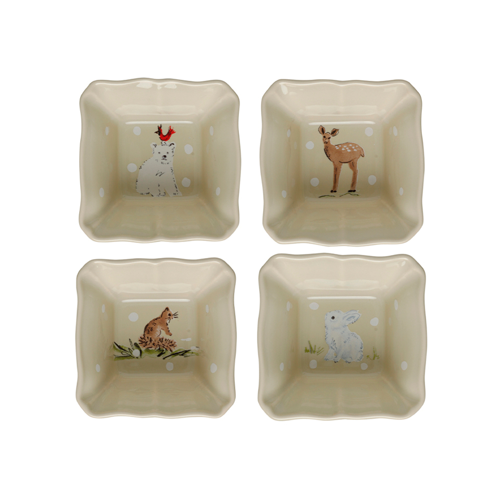 Набор чаш 4шт 9.9х10.1х5 Casafina By Costa Nova Deer Friends Linen