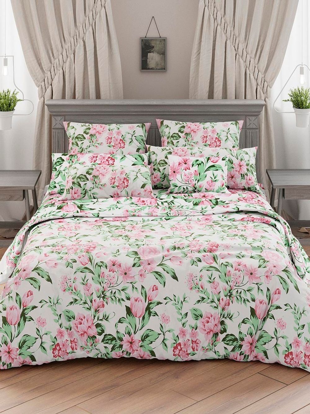 Постельное белье бязь Сказка "Весна" 1,5-спальный на молнии Наволочка 50х70 см 1 шт Простынь 150х215 см Пододеяльник 145х215 см