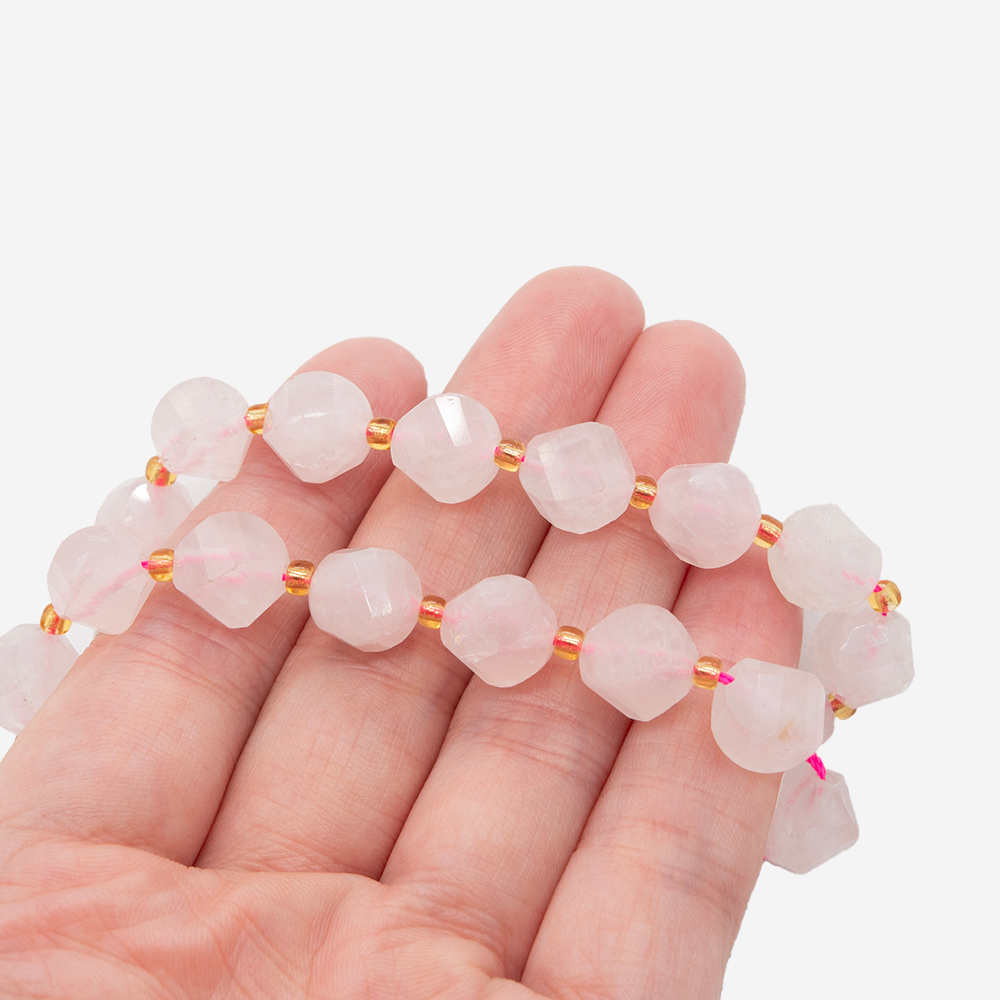 Розовый кварц натуральный, многогранник, 10,5мм