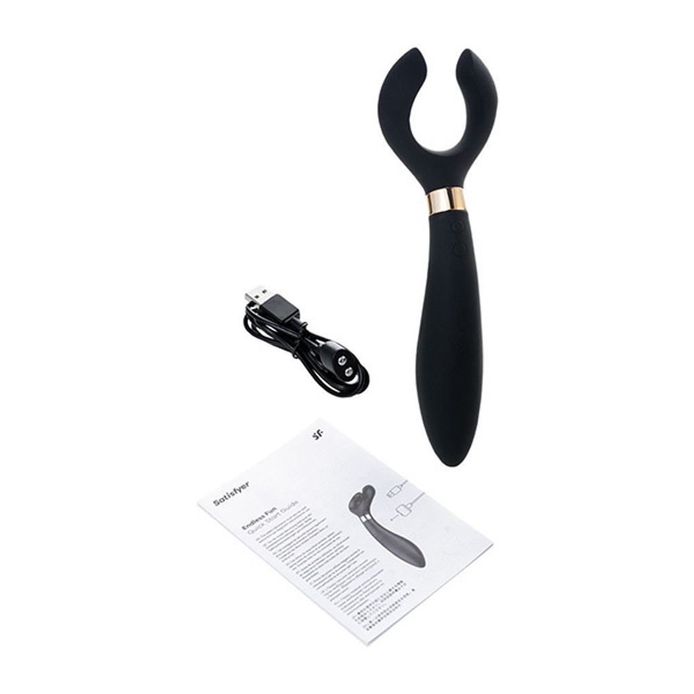 Чёрный вибромассажер 23,5см для пар Satisfyer Endless Fun